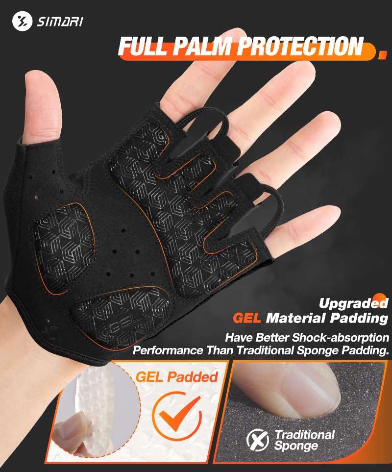 SIMARI Gel Pad Cycling Gloves with Shock-Absorbing/Grip/Breathable, Workout Bike Gloves for Men Women Biking, Mountain Biking, Fitness, Gym Exercise, Weight Lifting Training, Yoga, Pilates