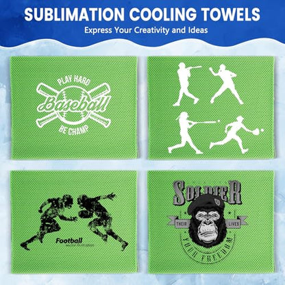 150 Pack Cooling Towels Bulk 40 x 12 Inch Large Chilly Breathable Sweat Sports Cold Towels Sublimation Microfiber Ice Neck Rag for Hot Weather Workout Gym Team Gift (Green) - color: Green