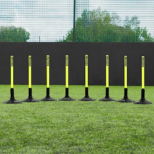 FORZA Slalom Agility Poles | Improve Endurance, Speed & Footwork | Color, Size & Rubber Base Options Available [8 Pack] - color: Yellow, size: With Bases, style: 1.5ft (1in Thickness)