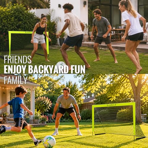 VavaCava 4'x3' Soccer Goal Set, 2 Goals, 2 Balls, Keychain, 10 Cones, Pump, Carry Bag, Portable PopUp Soccer net for Backyard, SGS Certificate