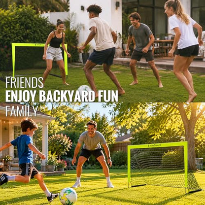 VavaCava 4'x3' Soccer Goal Set, 2 Goals, 2 Balls, Keychain, 10 Cones, Pump, Carry Bag, Portable PopUp Soccer net for Backyard, SGS Certificate