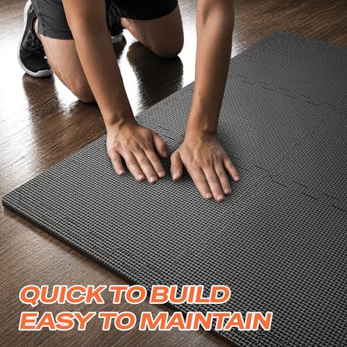 SUPERJARE Gym Floor Mats, EVA Foam Puzzle Exercise Mats, Interlocking Floor Mats, Cushioned Foam Floor Tiles, Gym Flooring Workout Mat for Home Gym, Playroom, Garage, 12.6"x12.6"x0.4"