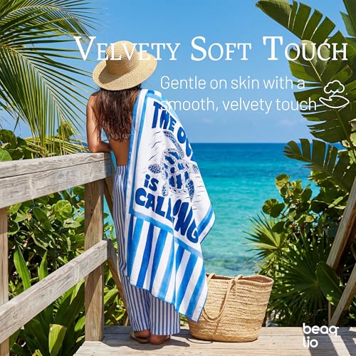 Microfiber Beach Towel Oversized w/Travel Bag, 71 * 36'' Double Print 2-in-1 Quick Dry XL Beach Towels for Cruise Pool Yoga Gym Vacation Gift, Lightweight Absorbent Sandproof Large Bath Towel
