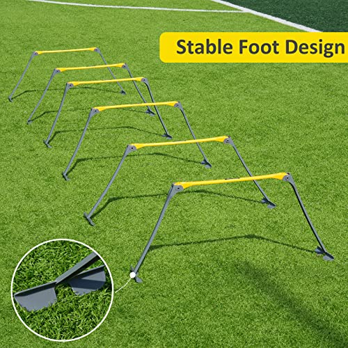 Portable Height Adjustable Sports Training Hurdle (6", 9", 12"), Lightweight, Innovative Foldable Design, Collapsible Safe, 6 per Pack