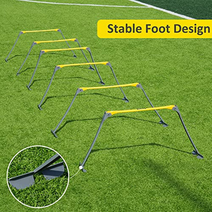 Portable Height Adjustable Sports Training Hurdle (6", 9", 12"), Lightweight, Innovative Foldable Design, Collapsible Safe, 6 per Pack