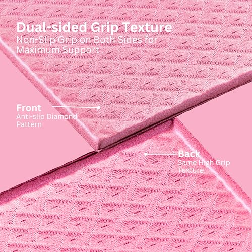 Foldable Yoga Mat, 72" x 24", 6mm Thick, Lightweight & Non-Slip - color: Pink