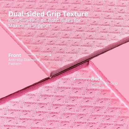 Foldable Yoga Mat, 72" x 24", 6mm Thick, Lightweight & Non-Slip - color: Pink