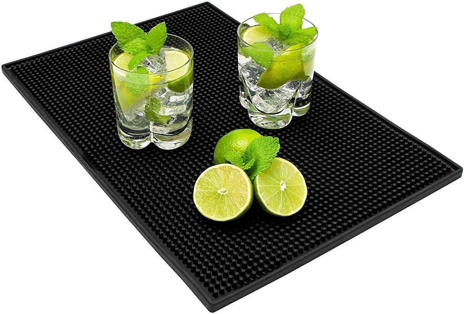 2 Pcs Rubber Bar Mat 18x12 In, Thick Durable Anti-slip Rubber Bar Spill Mat, Premium PVC Service Pad for Kitchen, Restaurant, Countertop, Hotel, Beverages, Black - size: (18"x12"-2Pcs)
