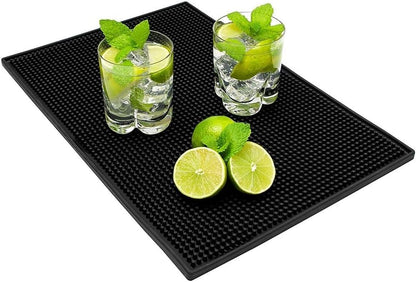 2 Pcs Rubber Bar Mat 18x12 In, Thick Durable Anti-slip Rubber Bar Spill Mat, Premium PVC Service Pad for Kitchen, Restaurant, Countertop, Hotel, Beverages, Black - size: (18"x12"-2Pcs)