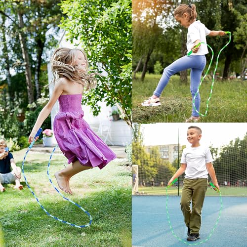 Jump Rope for Kids, Adjustable Jump Ropes for 4 5 6 7 8 10 12, Tangle Free - color: Green and Blue