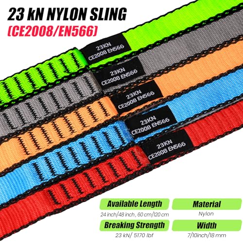 18MM Nylon Climbing Slings Runners 23 kN Strong Webbing Straps for Rock Climbing, Rappelling, Swing, Yoga Hammock etc - color: 2PCS Green, size: 24inch/60cm