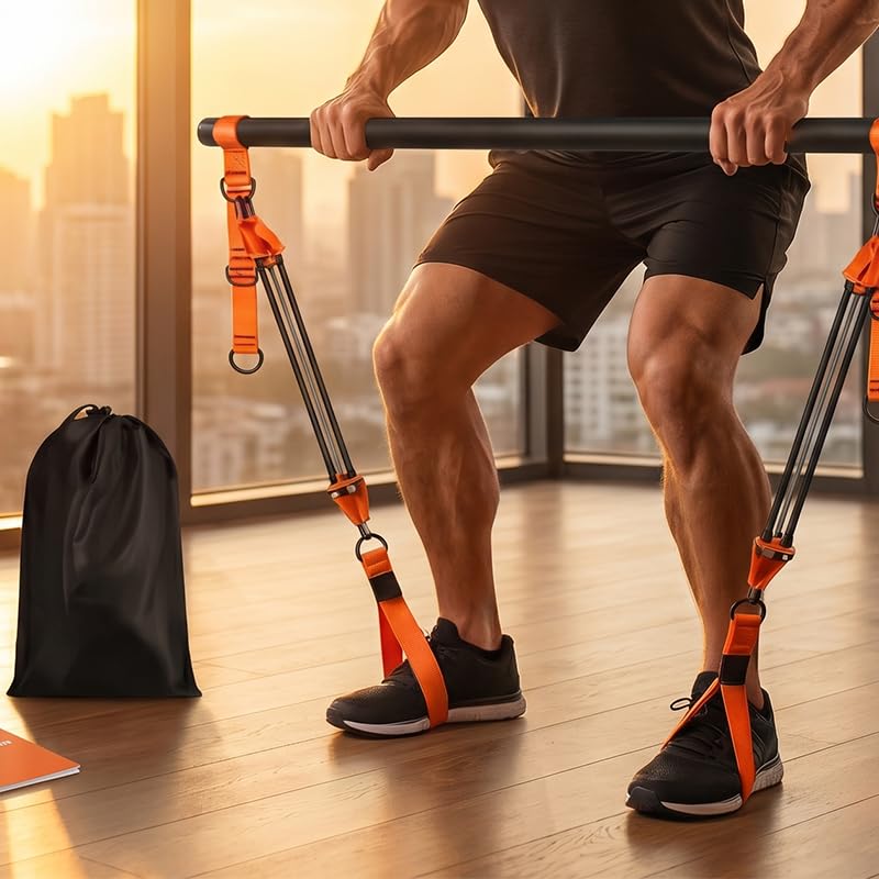 Sakerplus Pilates Kit Pilates Bar Kit with Resistance Bands, Full Body Workout System, Portable Home Gym for Stretching, Strength Training, Core Exercise