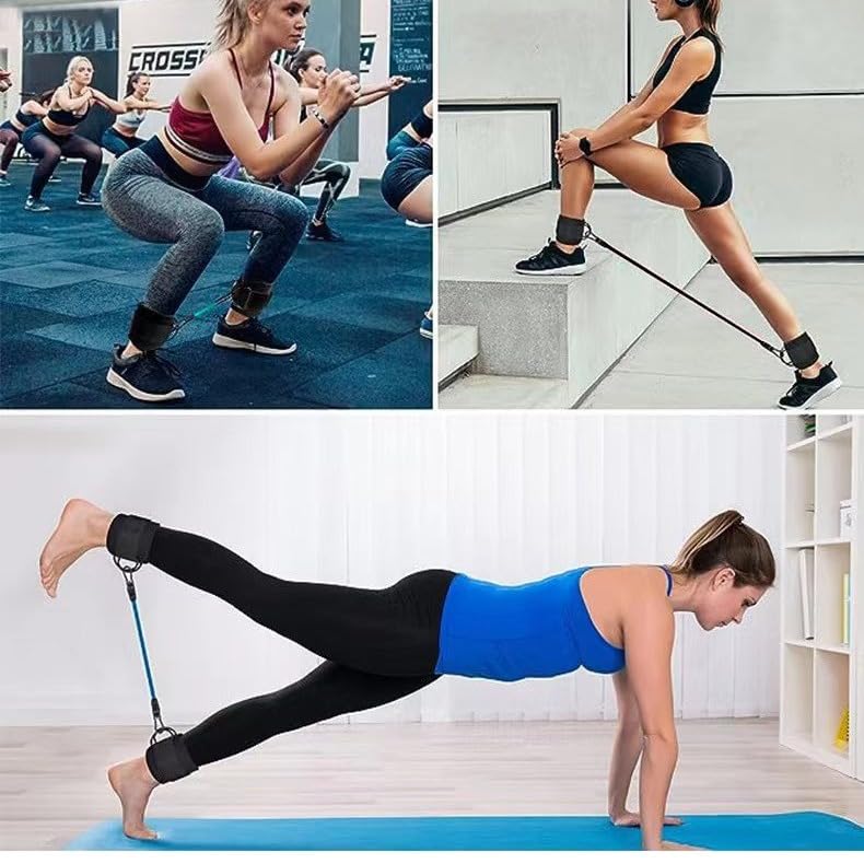 GOGO Ankle Strap Ankle Resistance Bands Wrist Cuffs for Cable Machine Gym Foot Leg, D-Ring Adjustable Fitness Glute Kickback Straps - color: Black