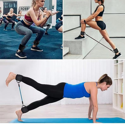 GOGO Ankle Strap Ankle Resistance Bands Wrist Cuffs for Cable Machine Gym Foot Leg, D-Ring Adjustable Fitness Glute Kickback Straps - color: Black