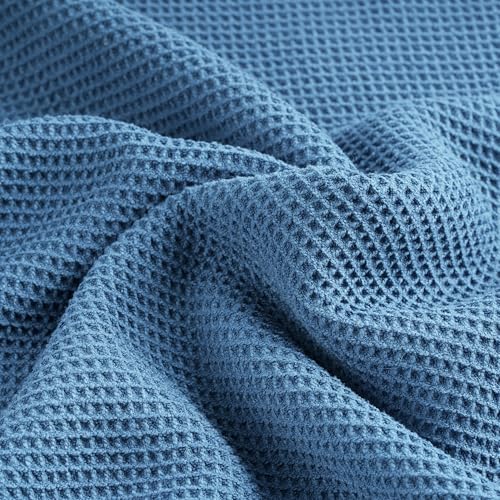 POLYTE 380 GSM Poly Blend Microfiber Quick Dry Waffle Bath Towel, 30x60 in - color: Blue