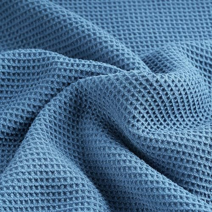 POLYTE 380 GSM Poly Blend Microfiber Quick Dry Waffle Bath Towel, 30x60 in - color: Blue