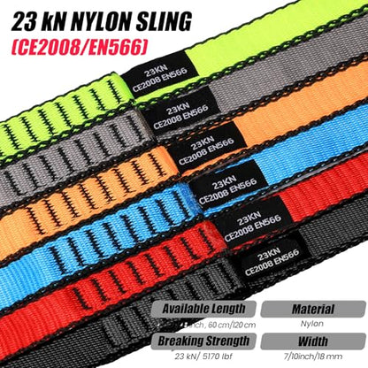18MM Nylon Climbing Slings Runners 23 kN Strong Webbing Straps for Rock Climbing, Rappelling, Swing, Yoga Hammock etc - color: 2PCS Black, size: 24inch/60cm