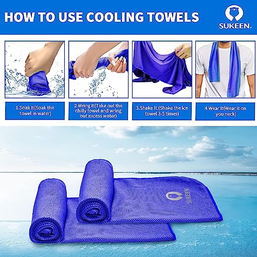 Sukeen Cooling Towels for Neck and Face, Cooling Towel 12 Pack, Microfiber Sports Cooling Towels, Soft Breathable Sweat Towel for Workout,Yoga, Golf, Gym, Camping, Sport, Running(40" x 12")