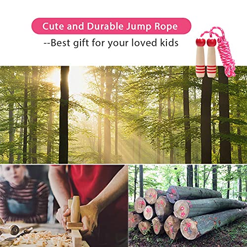 Jump Rope Kids, 7ft Adjustable Cotton Skipping Rope with Wooden Handle for Boys and Girls Fitness Outdoor Exercise - style: Red
