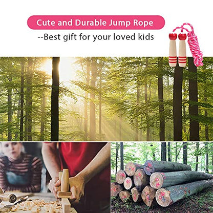 Jump Rope Kids, 7ft Adjustable Cotton Skipping Rope with Wooden Handle for Boys and Girls Fitness Outdoor Exercise - style: Red