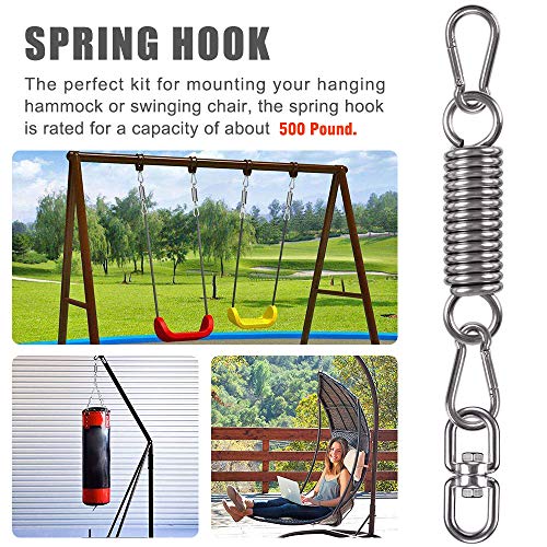 Hammock Chair Hanging Kit Swing Spring Hardware, Heavy Duty Suspension Swivel Hanger Hook for Hanging Chair, Rocking Seat, Porch Swing, Garden, 550 LB - size: Hammock Chair Kit - 1 Pack