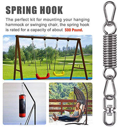 Hammock Chair Hanging Kit Swing Spring Hardware, Heavy Duty Suspension Swivel Hanger Hook for Hanging Chair, Rocking Seat, Porch Swing, Garden, 550 LB - size: Hammock Chair Kit - 1 Pack