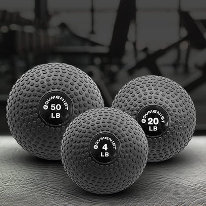GYMENIST Weighted No Bounce Slam Ball Intensive Workout Training Gym Exercise Weight Balls Equipment - size: 20-LB, style: Black Classic