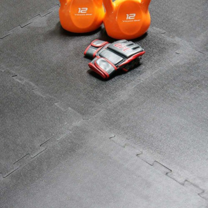 Rubber-Cal Armor Lock Interlocking Rubber Mat (4-Pack), Black, 3/8 x 24 x 24-Inch, Model: 03-212-WBK-4