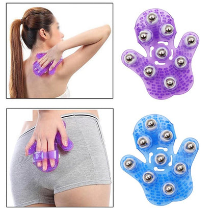 Roller Ball Body Massage Glove Anti-Cellulite Muscle Pain Relief Relax Massager for Neck Back Shoulder Buttocks Face Lift Tools (Blue) - color: Blue