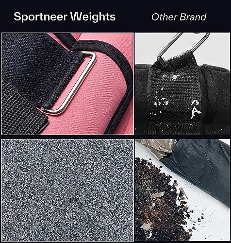 Sportneer Adjustable Ankle Weights Set - 1 Pair (2-10 lbs) Removable Sandbags for Women & Men, Comfortable Neoprene Leg Weights for Walking, Running, Pilates, Yoga, Home Workout & Physical Therapy, Rosy Melon, 5 lbs x 2)
