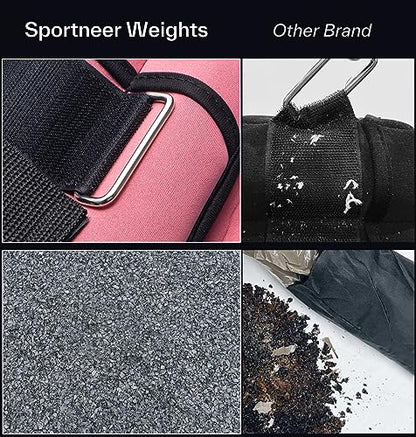 Sportneer Adjustable Ankle Weights Set - 1 Pair (2-10 lbs) Removable Sandbags for Women & Men, Comfortable Neoprene Leg Weights for Walking, Running, Pilates, Yoga, Home Workout & Physical Therapy, Rosy Melon, 5 lbs x 2)
