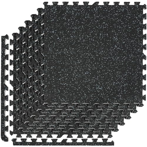 Sivan Fitness 1/2" Thick Rubber Top High-Density EVA Foam Gym Flooring for Home Gym - 48 Sq Ft Exercise Mat Tiles for Workout, Yoga, MMA, Heavy Exercise Equipment Mat - 12 Interlocking Gym Floor Mat