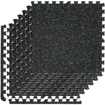 Sivan Fitness 1/2" Thick Rubber Top High-Density EVA Foam Gym Flooring for Home Gym - 48 Sq Ft Exercise Mat Tiles for Workout, Yoga, MMA, Heavy Exercise Equipment Mat - 12 Interlocking Gym Floor Mat