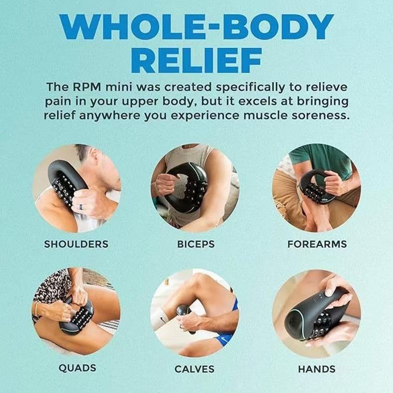 Electric Handheld Massage Roller Deep Tissue Percussive Muscle Massager for Legs, Back, Body Portable Rolling Pain Relief Tool for Muscle Soreness & Cellulite Appearance USB Rechargeable