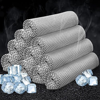 Honoson 10 Pcs Cooling Towel Bulk - Neck & Face Cool Chilly Towels Microfiber Breathable Sport Sweat Rag for Gym, Yoga, Travel, Camping, Running, Outdoor (Grey) - color: Grey
