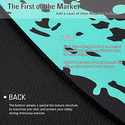 Jump Rope Mat Large Rubber Exercise Mat Workout Mats for Home Gym Flooring Non-Slip Oval Design for Floor & Rope Protection