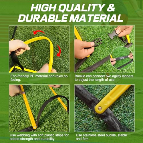 Happy Jump Agility Ladder 12 Rung 20 FT Speed Training Ladder Drill Sports Workout Equipment for Football Soccer Footwork Exercise