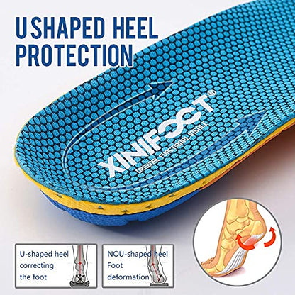 XINIFOOT 2 Pairs Professional Plantar Fasciitis Shoe Insoles Running Insoles High Elastic Cushioning Inserts for Foot Relief, Shock Absorption Breathable Sports Feet Insoles for Men