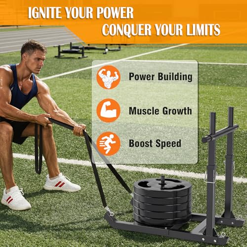 GanFindX Weight Sled, Workout Sled, Fitness Strength Training Sled for Athletic Exercise and Speed Improvement, Suitable for 1" and 2" Weight Plates