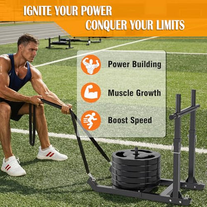 GanFindX Weight Sled, Workout Sled, Fitness Strength Training Sled for Athletic Exercise and Speed Improvement, Suitable for 1" and 2" Weight Plates