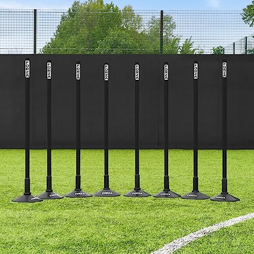 FORZA Slalom Agility Poles | Improve Endurance, Speed & Footwork | Color, Size & Rubber Base Options Available [8 Pack] - color: Black, size: With Bases, style: 3ft
