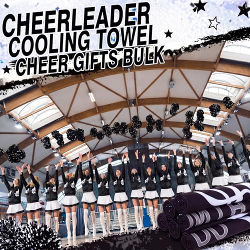 12 Pcs Cheerleader Cooling Towels Cheer Gifts Bulk for Neck 40" x 12" Breathable Chilly Microfiber Quick Dry Ice Towel Team Gifts for Sport Yoga Coach Gym Party Favor(Black)