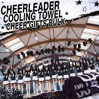 12 Pcs Cheerleader Cooling Towels Cheer Gifts Bulk for Neck 40" x 12" Breathable Chilly Microfiber Quick Dry Ice Towel Team Gifts for Sport Yoga Coach Gym Party Favor(Black)