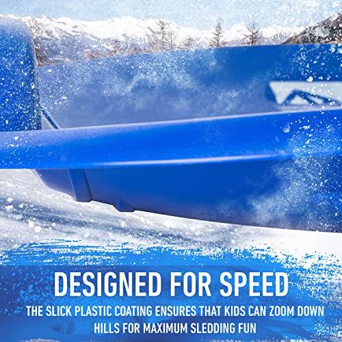 Franklin Sports Kids Toboggan Sled - Kids Saucer Sled - Arctic Trails Plastic Snow Sled for Children - Heavy Duty Sled with Handles