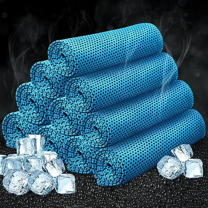 Honoson 10 Pcs Cooling Towel Bulk - Neck & Face Cool Chilly Towels Microfiber Breathable Sport Sweat Rag for Gym, Yoga, Travel, Camping, Running, Outdoor (Blue) - color: Blue