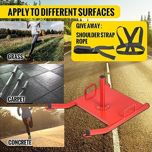 Weight Sled Push Pull Heavy Drag Fitness HD Power Speed Training for Exercise and StrengthTraining Red