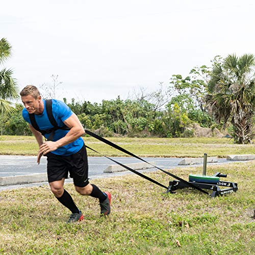 Valor Fitness Weighted Wheelbarrow Sled with Harness – Push, Pull, or Drag – Power Training Sled for Strength and Conditioning – 300 lb Capacity – Olympic Plate Storage – Home Gym Equipment