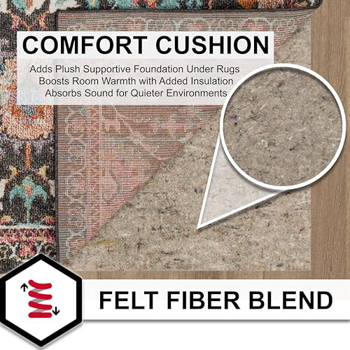 Mohawk Home Non Slip Rug Pad 4' 11" x 7' 6"- 1/4" Thick Felt + Latex Rubber Gripper - Dual Surface Cushion for Hardwood, Carpet, Tile Floors, Made in USA - size: 4'11" x 7'6" (Rectangular), style: 1/4 Inch Dual Surface Rug Pad