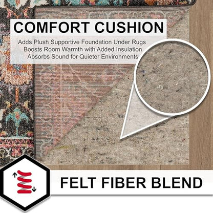 Mohawk Home Non Slip Rug Pad 4' 11" x 7' 6"- 1/4" Thick Felt + Latex Rubber Gripper - Dual Surface Cushion for Hardwood, Carpet, Tile Floors, Made in USA - size: 4'11" x 7'6" (Rectangular), style: 1/4 Inch Dual Surface Rug Pad