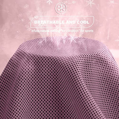 10 Pack Cooling Towels Bulk Microfiber Ice Towel Quick Dry Breathable Chilly Sweat Towel Stay Cool Towel for Neck Face Yoga Gym Workout Running Pilates Beach with Carabin Bag, 40x12'', Pink - color: Pink